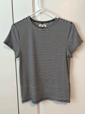 Madewell Navy & White Striped Ribbed Crewneck